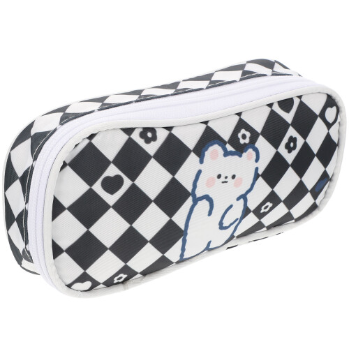 4Pcs Large Capacity Black Pencil Case Portable Multi-Function Bag