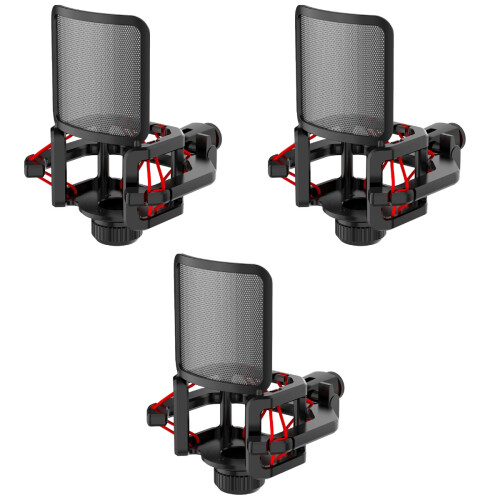 3Pièces Couvre Microphone Anti-Bruit Et Vibration Noir Flexible 2
