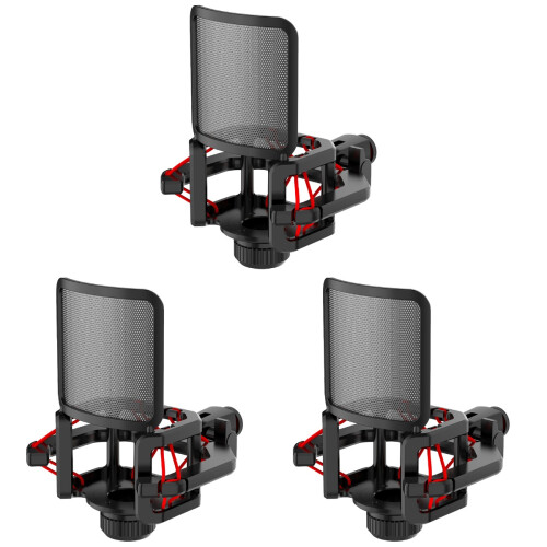 3Pièces Couvre Microphone Anti-Bruit Et Vibration Noir Flexible 1