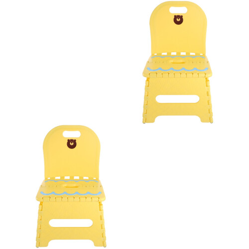2Pcs Plastic Folding Chair Yellow Portable Step Stool for Garden Use 2