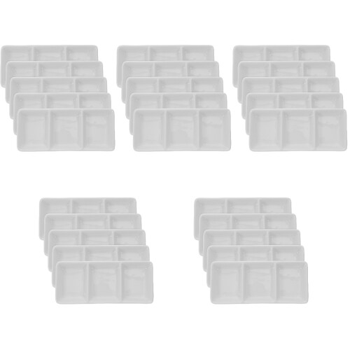 25Pcs 3-Grid White Ceramic Dipping Dish Soy Sauce Dish for Home 2