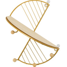 3Pcs Wooden Wall Rack with Hooks Golden Storage Shelf for Home