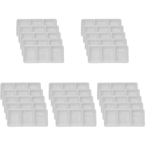 25Pcs 3-Grid White Ceramic Dipping Dish Soy Sauce Dish for Home 1