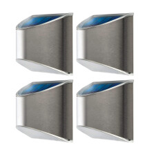 8Pcs Durable Silver Solar Fence Lamp Outdoor Wall Light Solar Powered