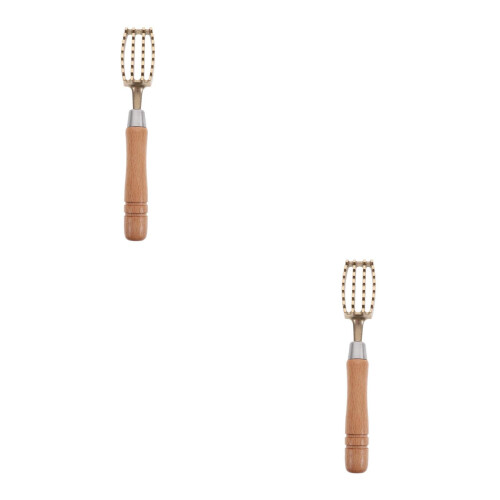 2Pcs Premium Fish Scale Tool with Serrated Teeth Light Brown 2