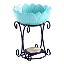 2Pcs Blue Ceramic and Iron Candlestick Essential Oil Burner for Home
