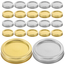 48Sets Silver Metal Jar Caps Leak-Proof Storage Lids for Canning Jars