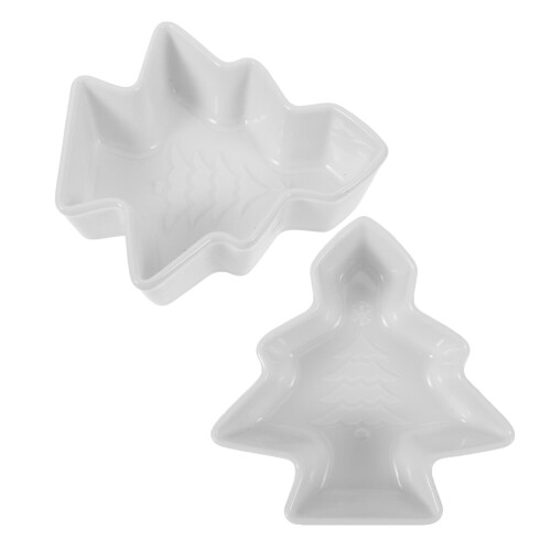 4Pcs White Ceramic Christmas Tree Snack Serving Plates for Home Use 1