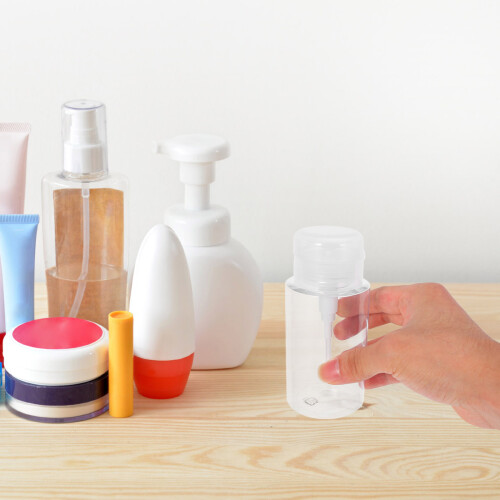 9Pcs Transparent Empty Push Down Pump Bottles for Nail Remover Liquid 2