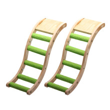 2Pcs Wooden Parrot Cage Ladder Toy Bird Climbing Plaything Khaki