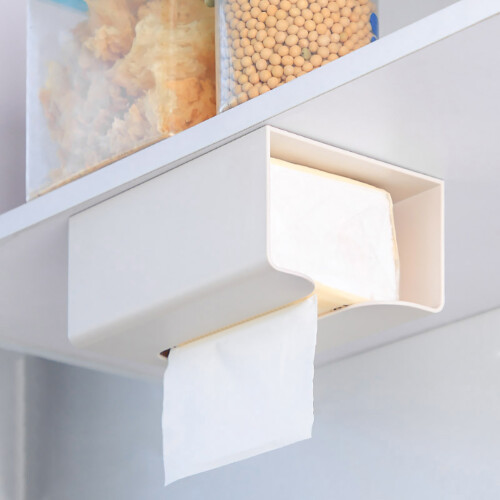 9Pcs Portable White Plastic Tissue Holder Wall Mounted Kitchen Supply 2