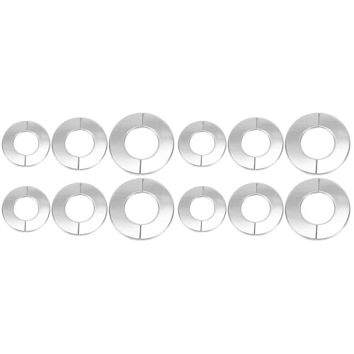 12Pcs Silver Stainless Steel Hole Covers Wall-Mounted Water Pipe Decor 1