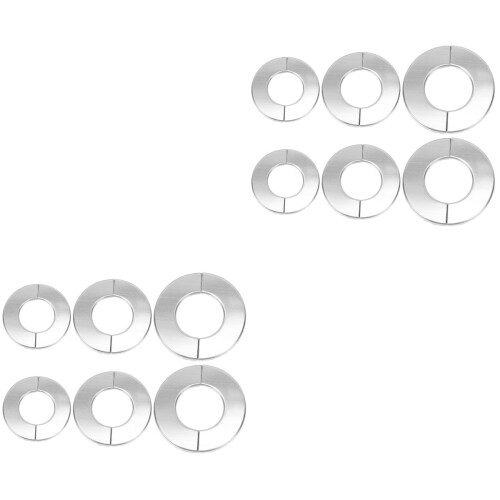 12Pcs Silver Stainless Steel Hole Covers Wall-Mounted Water Pipe Decor 2