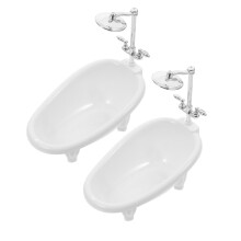 4Pcs Dollhouse Bathroom Accessories Mini Bathtub Toy for Kids Playsets