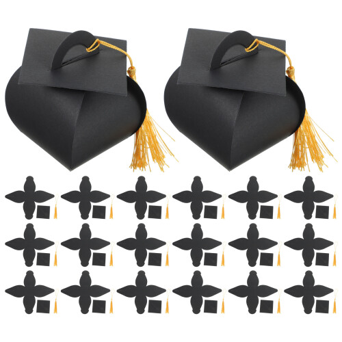 200Pcs Black Paper Graduation Candy Boxes Multi-Function Gift Cases 1