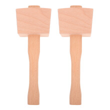 2Pcs Khaki Beech Wood Mallet - Manual Ice Crusher and Carpentry Hammer
