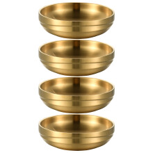 8Pcs Compact Golden Stainless Steel Dipping and Seasoning Plates
