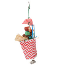 3Pcs Assorted Color Wooden Parrot Hanging Shredding Chewing Toys