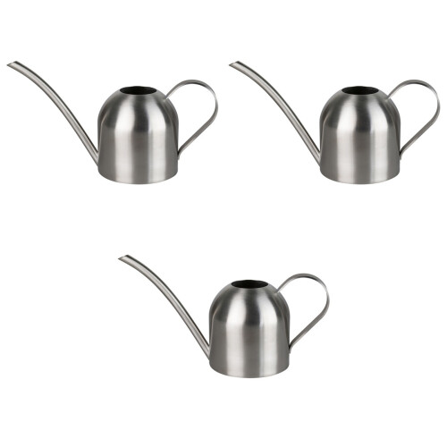 3Pcs Solid Stainless Steel Watering Kettle Silver for Plant Care 2