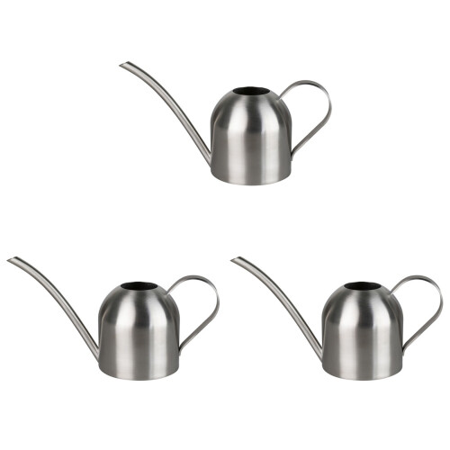 3Pcs Solid Stainless Steel Watering Kettle Silver for Plant Care 1
