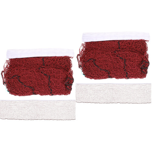 2Pcs Compact Dark Red Badminton Net with Durable Mesh for Outdoor Use 2