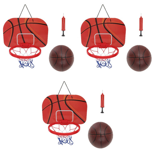 3Sets Mini Basketbal Set, Compact En Draagbaar Kinderspeelgoed Bruin 2