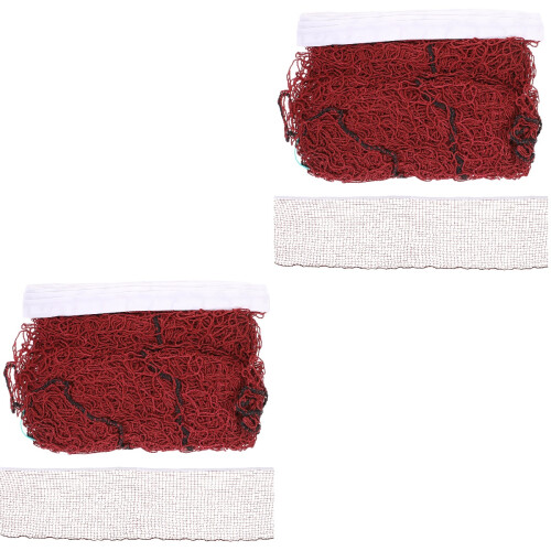 2Pcs Compact Dark Red Badminton Net with Durable Mesh for Outdoor Use 1