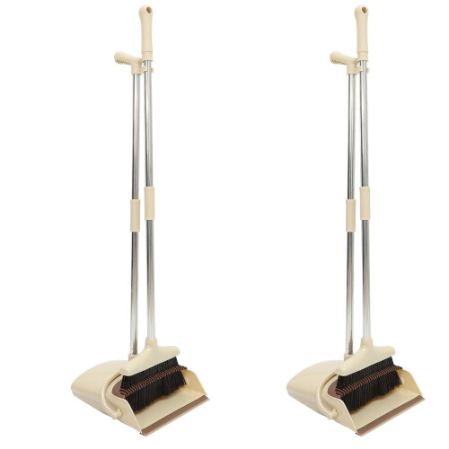 2Sets Coffee Floor Cleaning Tool Broom and Dustpan Set for Home Use 1