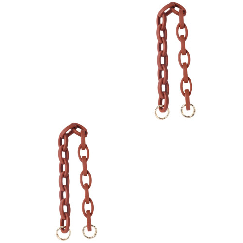 2Pcs Stylish Brown Resin Bag Strap Chain Replacement Handbag Accessory 2