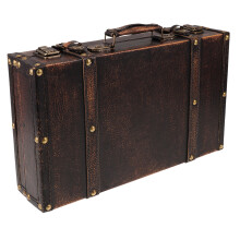 Brown Wooden Retro Storage Trunk Vintage Suitcase Decorative Box