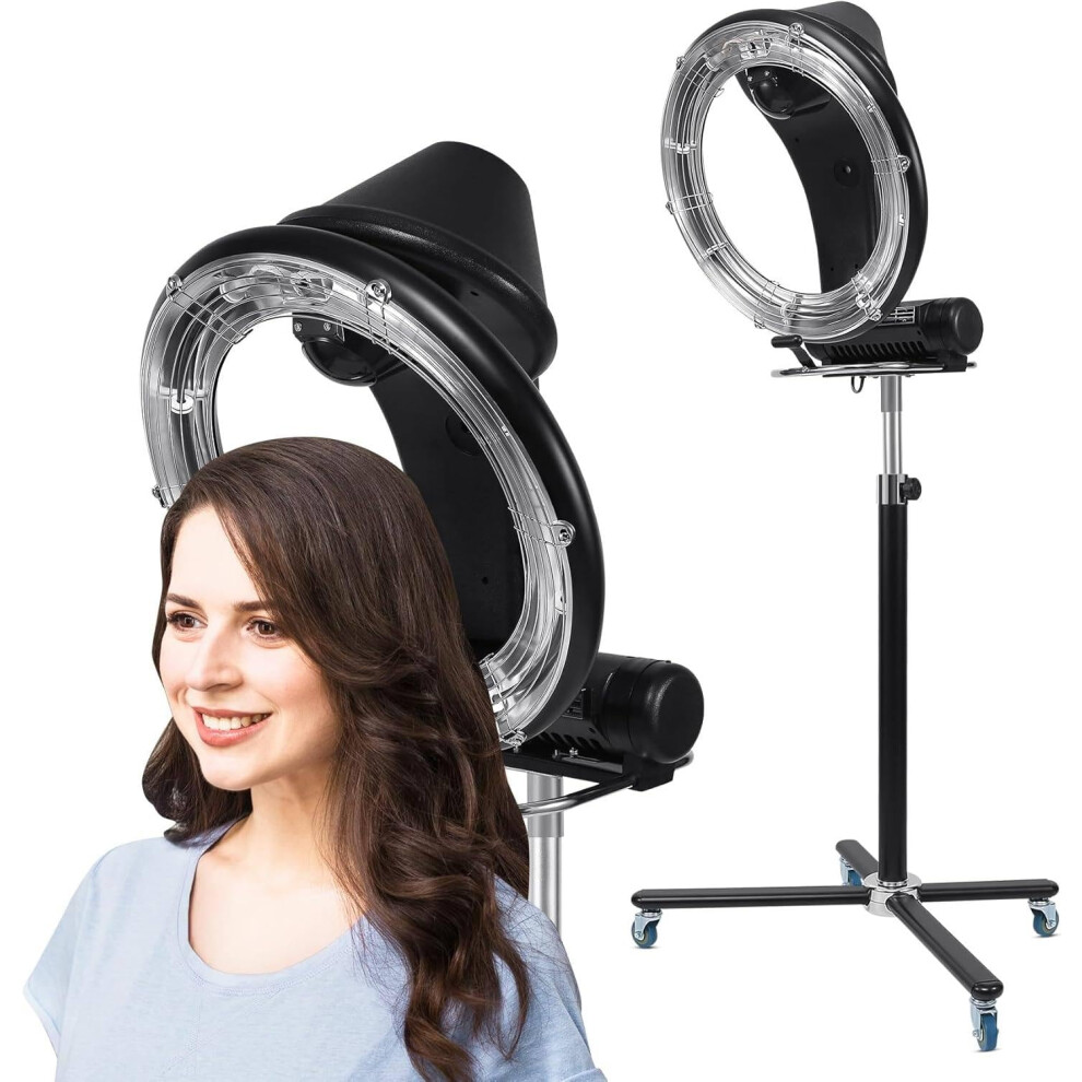 Professional Salon Standing Hair Dryer with Timer and Temperature Control, Adjustable Orbital Design