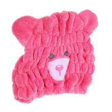 Cute Hooded Animal Hair Drying Towel Hat for Kids, Fast Absorbent Coral Fleece Bath Cap