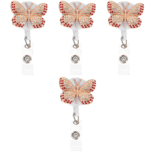 4Stk Retractable Badge Clip Schmetterlinge Robust 2