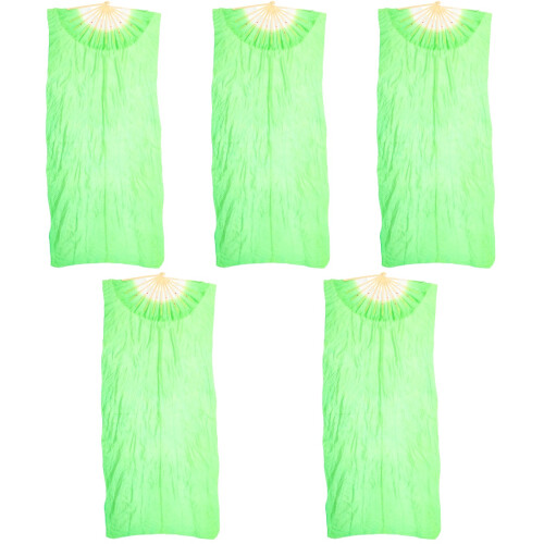 5Pièces Éventails En Soie Pour Danse Spectacle Vert Clair 2