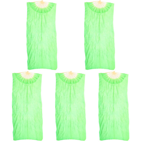 5Pièces Éventails En Soie Pour Danse Spectacle Vert Clair 1