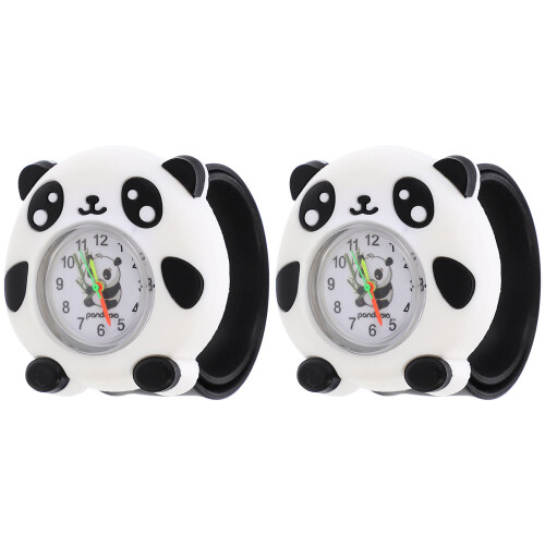 4Pièces Enfants Silicone Panda Portable Décor Noir
