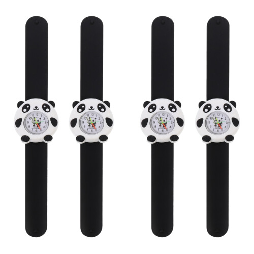4Pièces Enfants Silicone Panda Portable Décor Noir 2