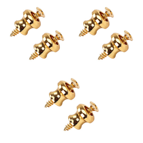 6Pcs Golden Guitar Strap Metal Strap Button Set 2