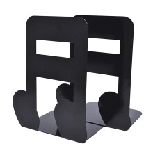 2Pairs Black Metal Bookends Creative Music Note Book Organizer