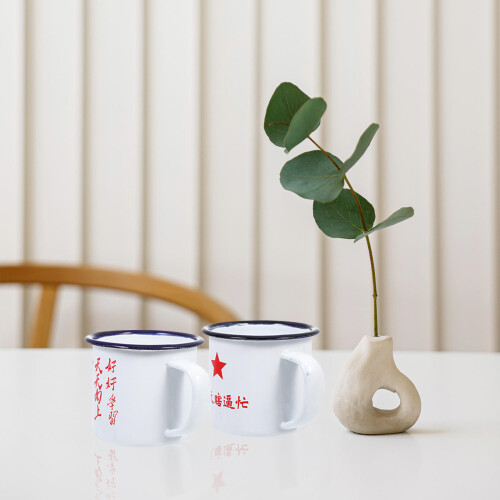 10Pcs Enamel Mug White Retro Coffee and Water Cup 2