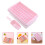 4Pcs Plastic Household Ice Cube Tray with Lid Pink Kitchen Ice Mold 8