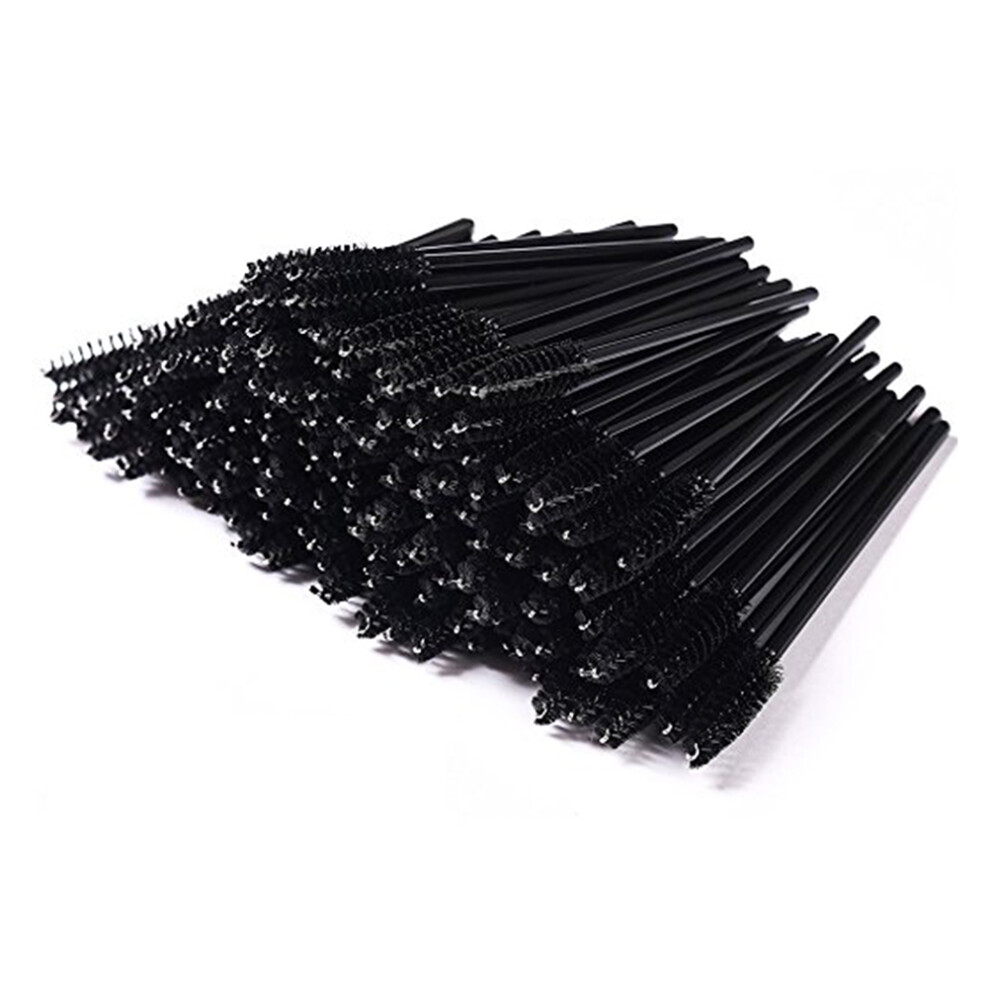 Villcase Black 300Pcs Eyelash Makeup Brushes Disposable Mascara Wands For Salon