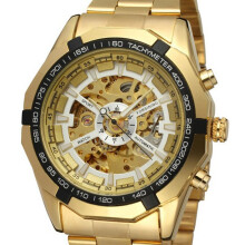 3Pcs Golden Mechanical Automatic Watch for Men Stainless Steel