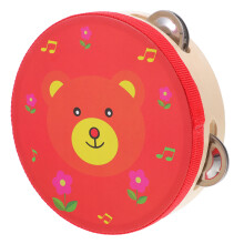 3Pcs Durable Red Hand Tambourine Wooden Drum for Children's Music Play