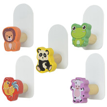 25Pcs Cartoon Animal Wall Hooks Wood Self Adhesive Hooks for Hanging