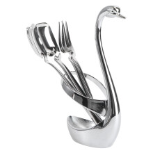 2Pcs Swan-Shaped Silver Flatware Holder Anti-Rust Fork and Spoon Stand
