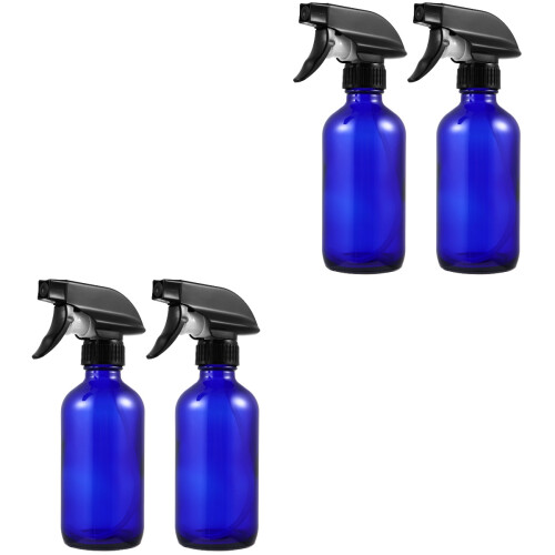 4Pcs Blue Glass Spray Bottles Refillable Water Sprayers for Home Use 2