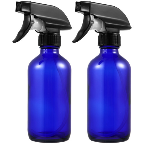 4Pcs Blue Glass Spray Bottles Refillable Water Sprayers for Home Use 1