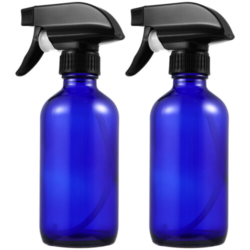 4Pcs Blue Glass Spray Bottles Refillable Water Sprayers for Home Use