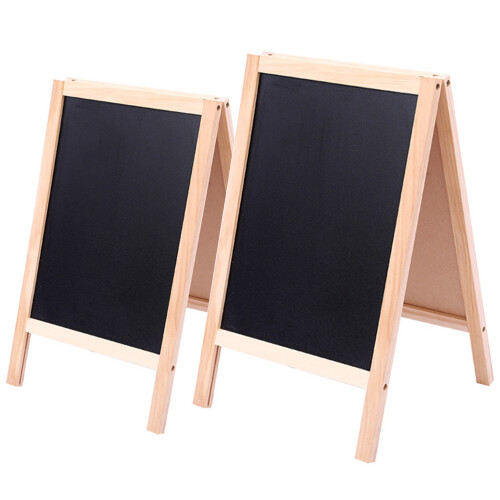 4Pcs Multi-Function Wooden Chalkboard Double-Sided Erasable Kids Board